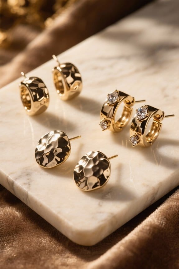 hammered metal earrings selection