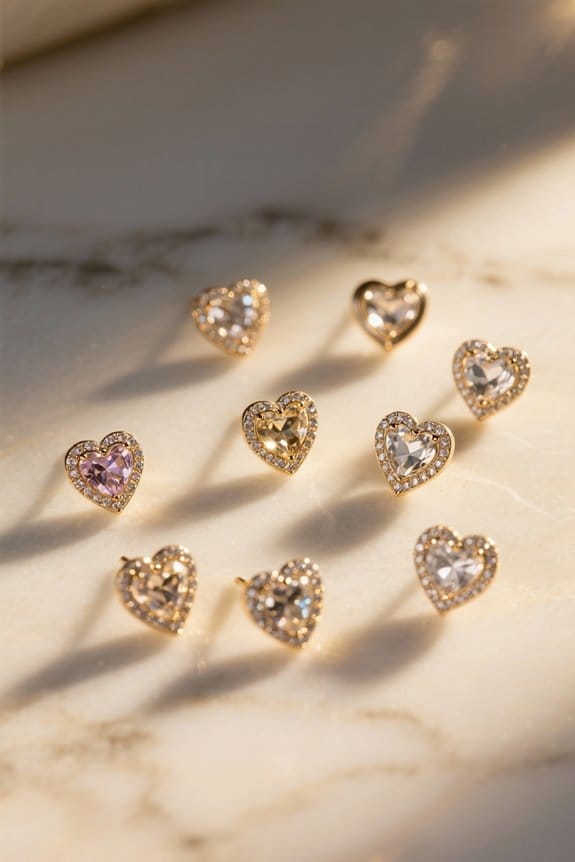 heart stud earrings collection