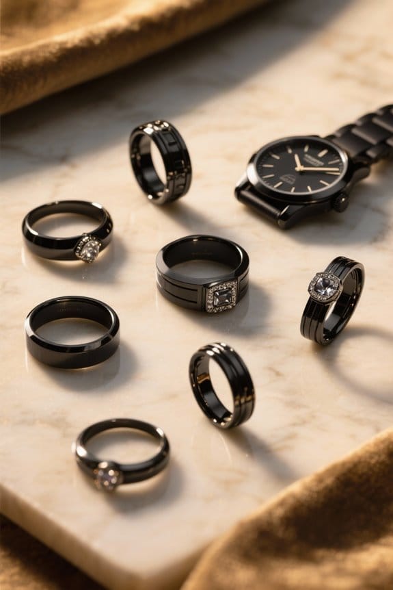 stylish black stainless steel rings